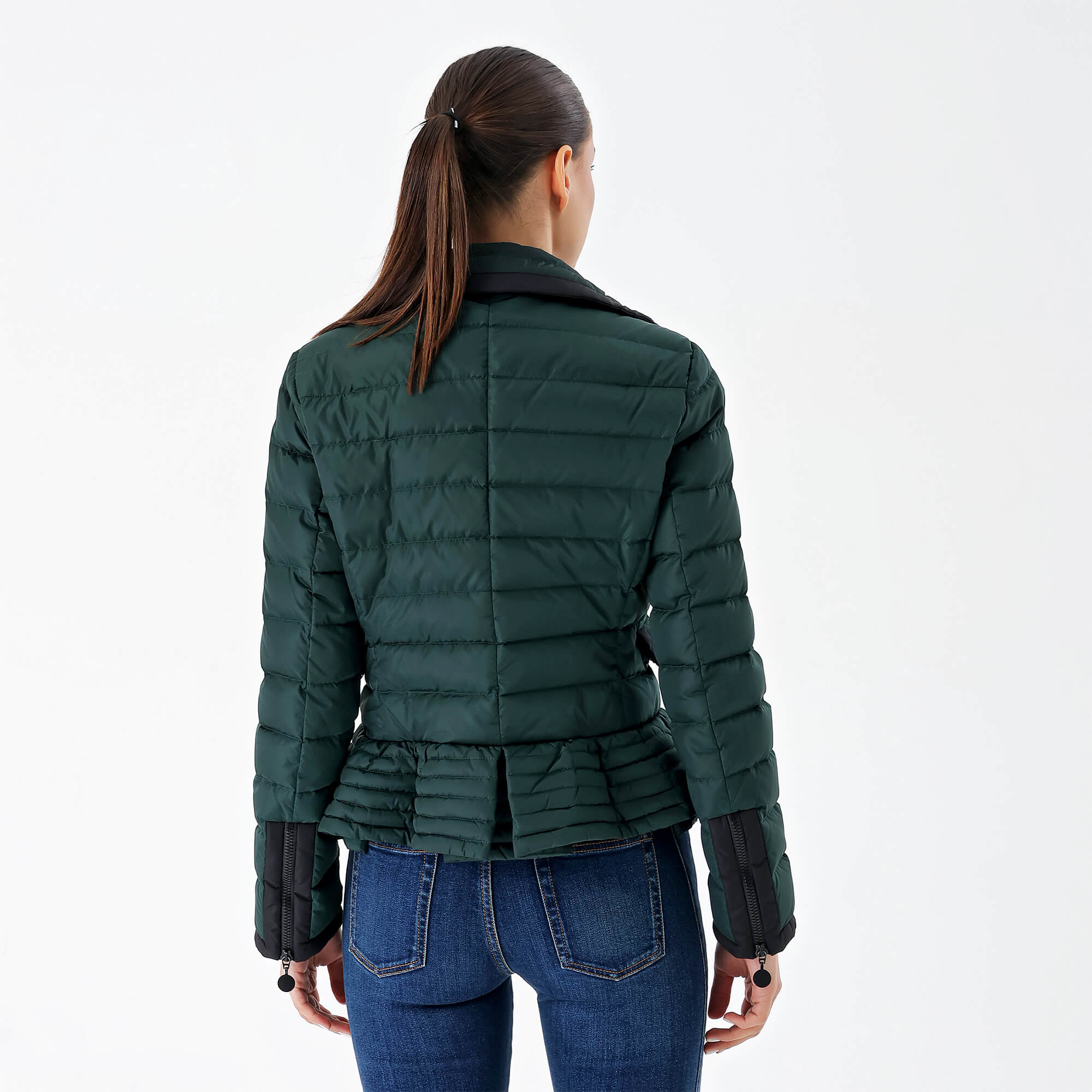 Moncler-Green and Black Button Puffer Coat